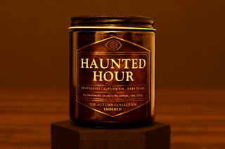 Haunted Hour candle – autumn leaf and tonka soy blend by Embered